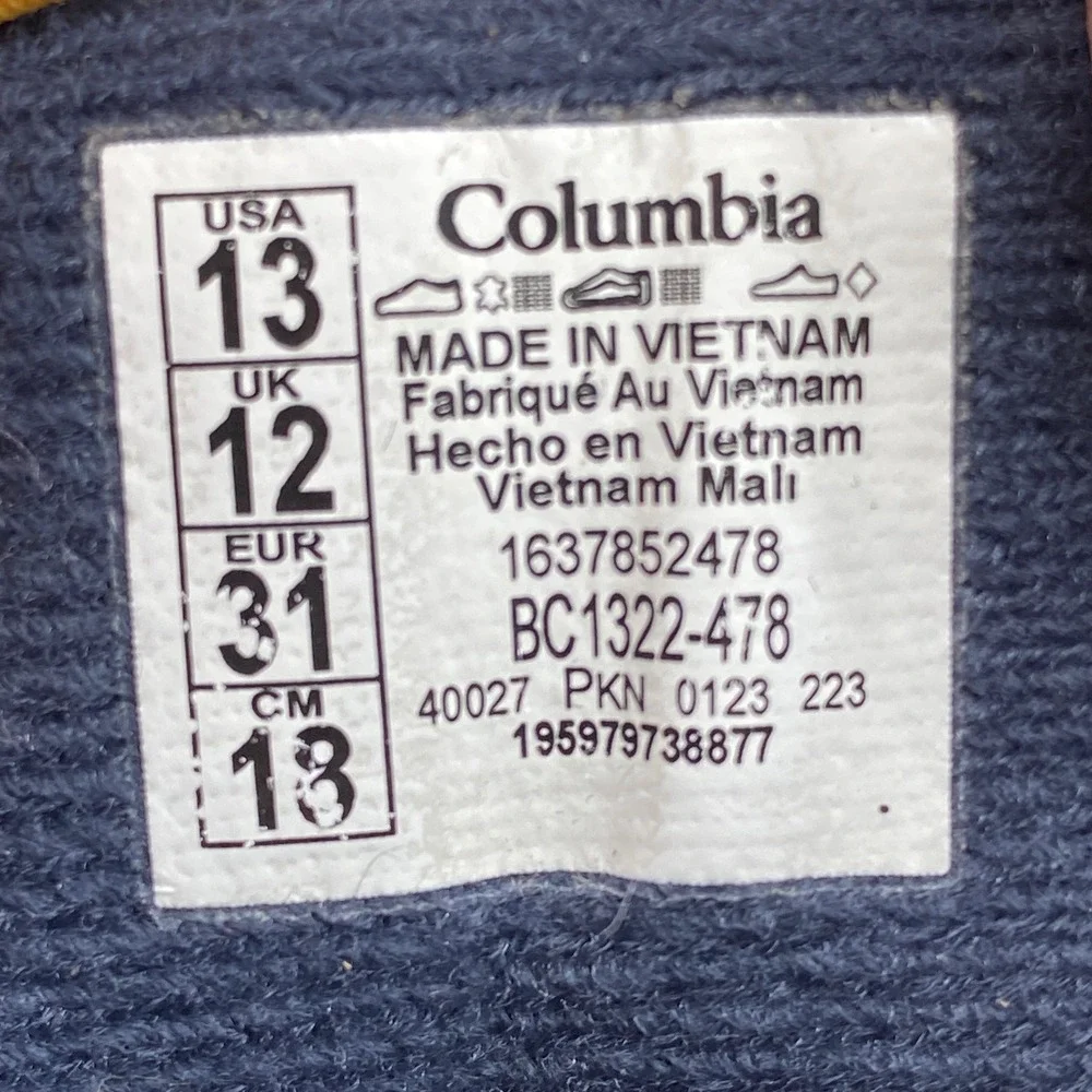 Columbia Snow Boots Kids Size 13 Navy Blue Waterproof Bungee Lace BC1322-478